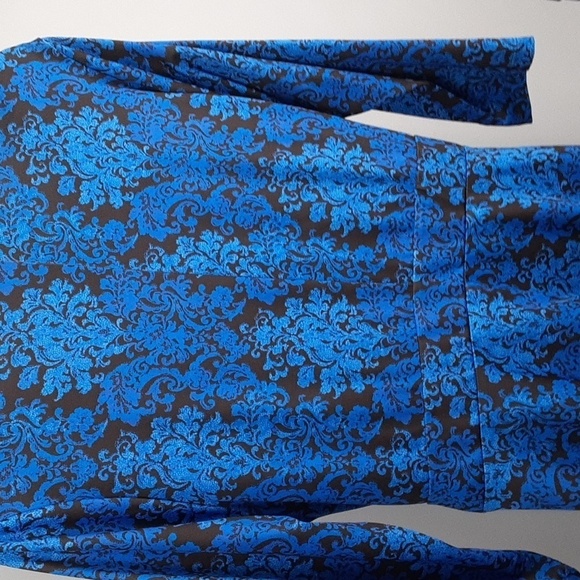 Isabel & Alice Y2K Faux Wrap Around Paisley Print Blue & Black Top - Picture 7 of 8